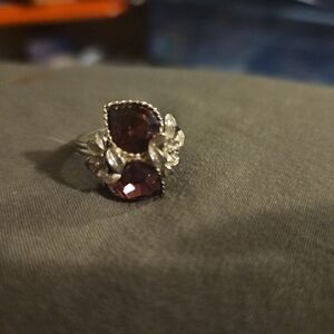 Antique Amythyst and Sterling Sarag Coventry "Love Story" February Ring - NWOT